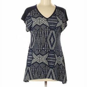 Lavish Navy Patterned Asymmetrical Top